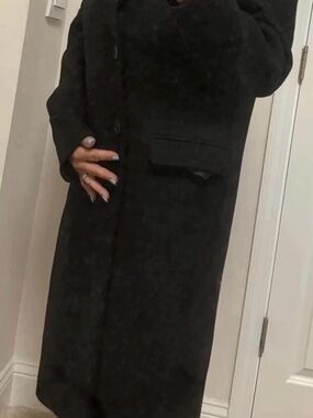 Zara Black Long Wool Pea Coat
